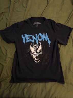 Marvel Venom Short Sleeve Tee - Black with Blue and White Graphic